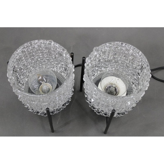 Image 1 of Pair of vintage night stands glass lamps, Germany 1970s