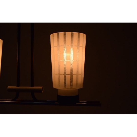 Image 1 of Vintage glass and lacquered metal chandelier, Czechoslovakia 1970