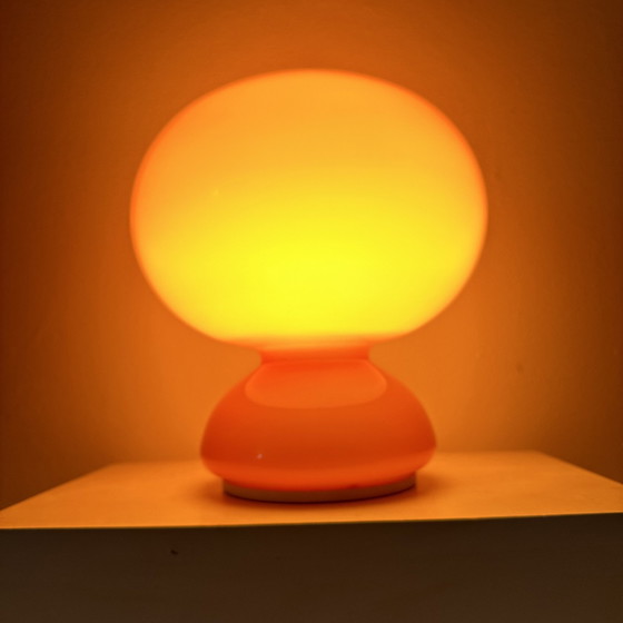 Image 1 of Space Age Table Lamp Orange Glass