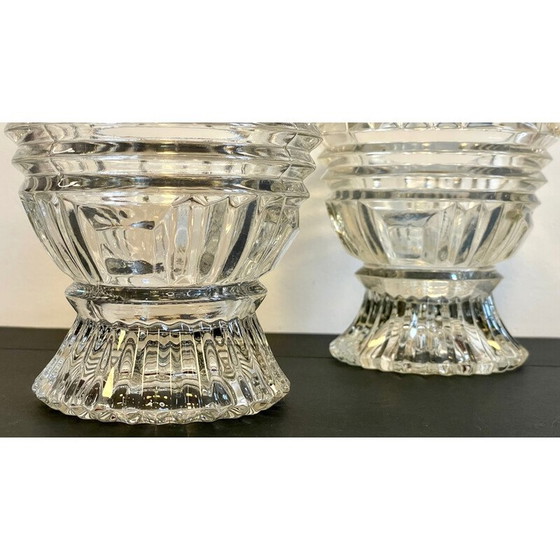 Image 1 of Pair of vintage geometric semi-crystal vases, 1960