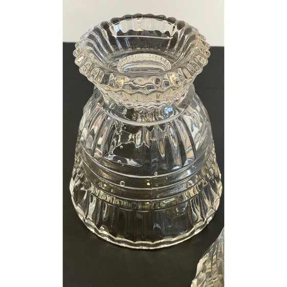 Image 1 of Pair of vintage geometric semi-crystal vases, 1960
