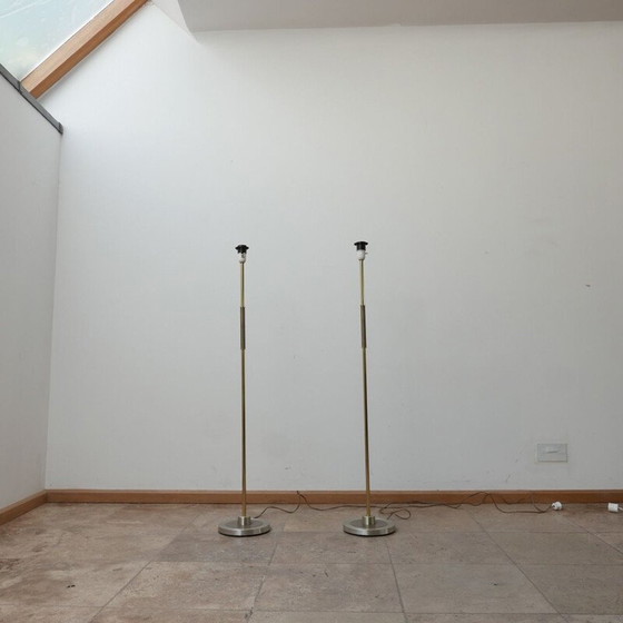 Image 1 of Pair of vintage brass floor lamps, Sweden 1960