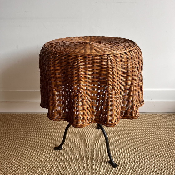 Image 1 of Rattan Riple Table Trompe L'Oeil