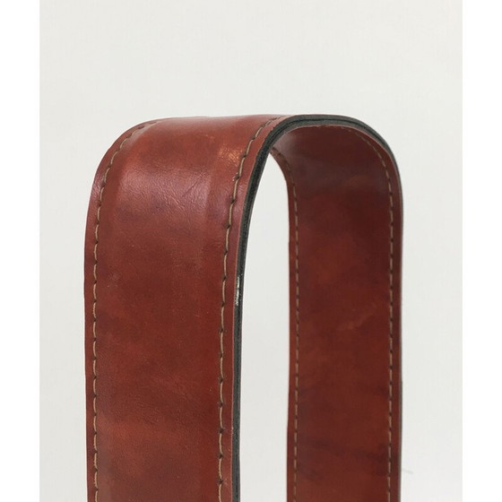 Image 1 of Vintage bottle holder in Brushed Steel and Leather