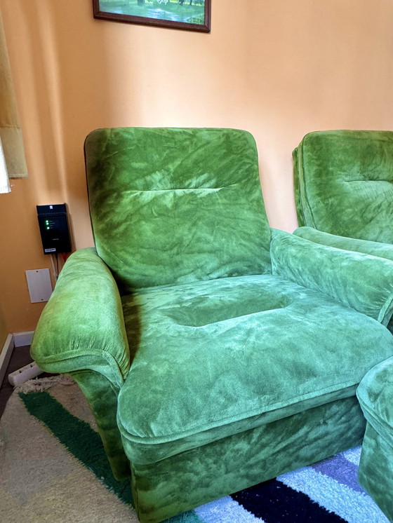 Image 1 of Armchair Set - Green velvet - 1970S