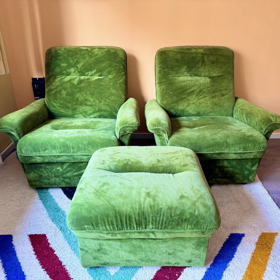 Image 1 of Armchair Set - Green velvet - 1970S