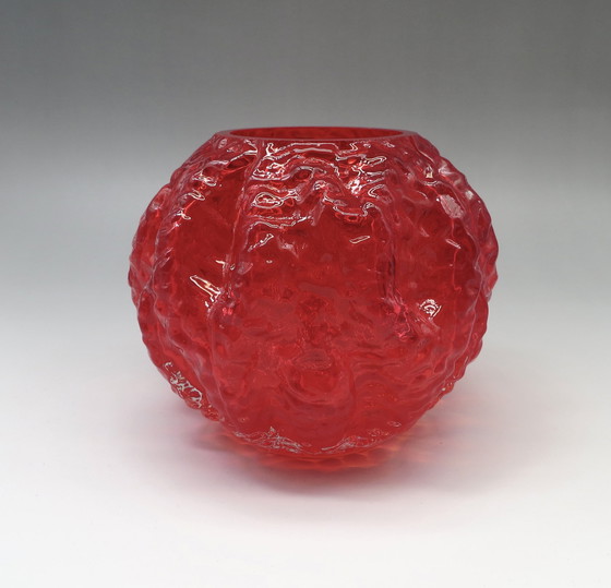 Image 1 of Ingrid verre vase rouge verre d'écorce verre d'écorce