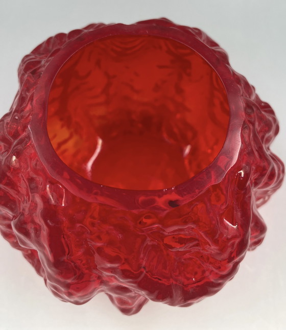 Image 1 of Ingrid verre vase rouge verre d'écorce verre d'écorce