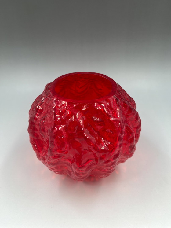 Image 1 of Ingrid verre vase rouge verre d'écorce verre d'écorce