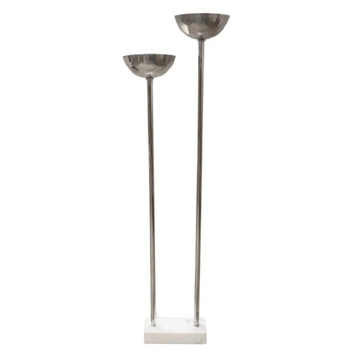 Chrome And Marble Floor Lamp, 1980S