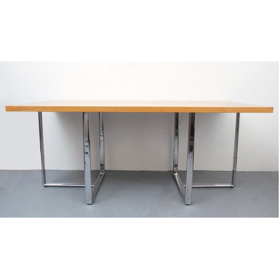 Image 1 of Vintage desk in light oak and chromed metal, 1970