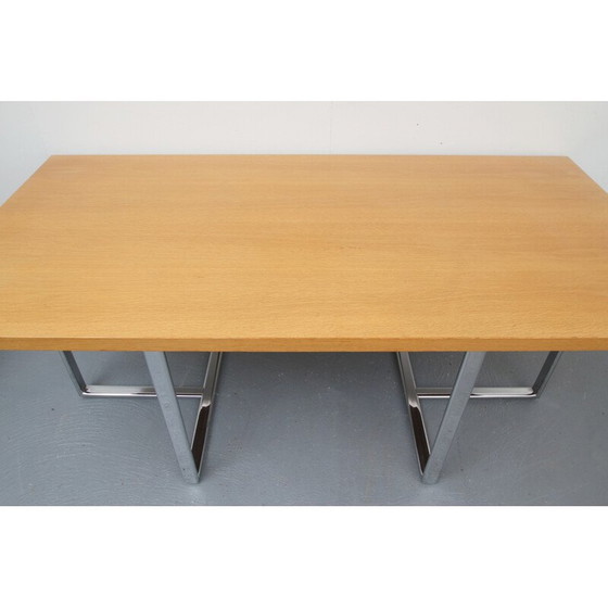 Image 1 of Vintage desk in light oak and chromed metal, 1970