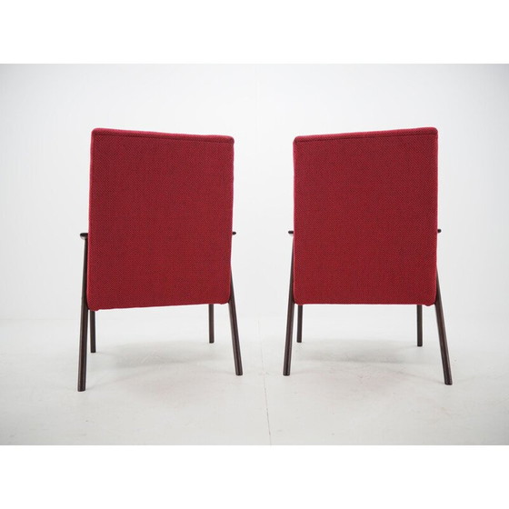 Image 1 of Pair of vintage red armchairs, Czechoslovakia 1960