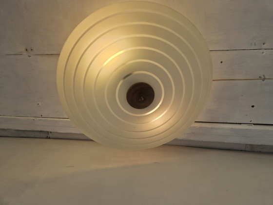 Image 1 of Vintage Teak And Glass Bowl Lamp