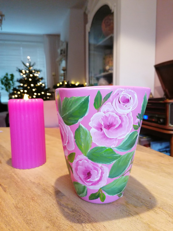 Image 1 of Hand-painted Vase 'Roses'