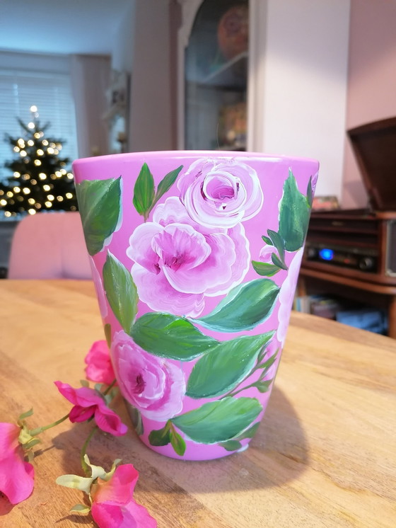 Image 1 of Hand-painted Vase 'Roses'