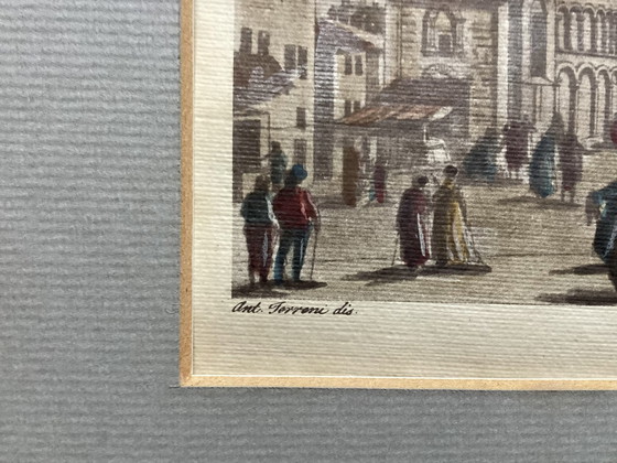 Image 1 of 2 Old Color Engravings/Etchings/Lithos In Frame