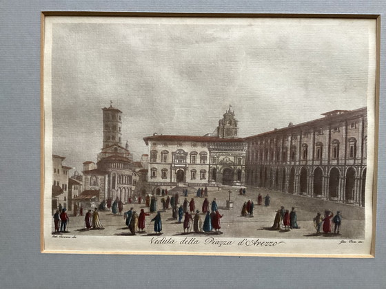 Image 1 of 2 Old Color Engravings/Etchings/Lithos In Frame