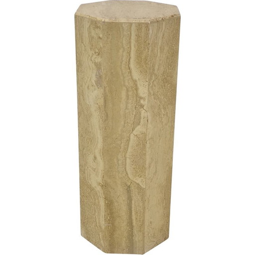 Italian vintage travertine pedestal, 1980s