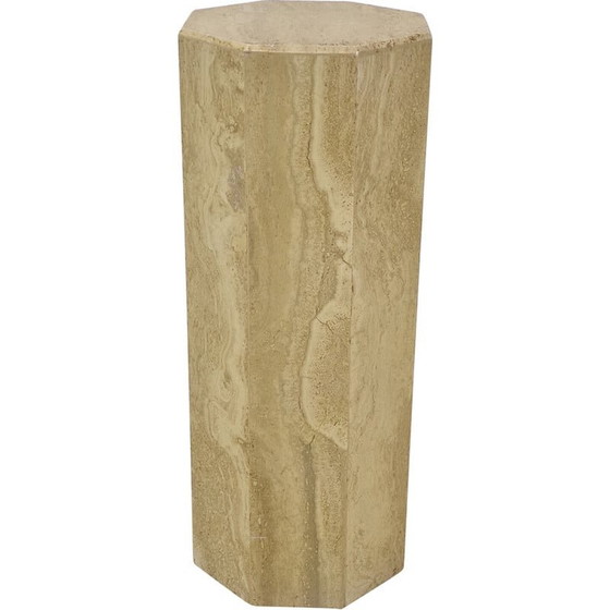 Image 1 of Italian vintage travertine pedestal, 1980s