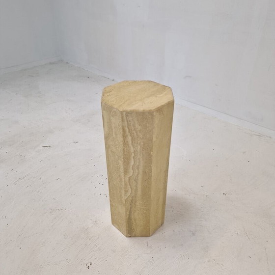 Image 1 of Italian vintage travertine pedestal, 1980s
