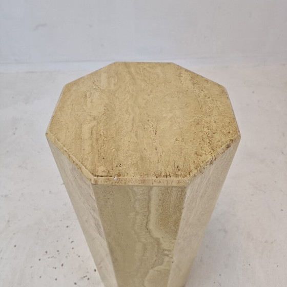 Image 1 of Italian vintage travertine pedestal, 1980s