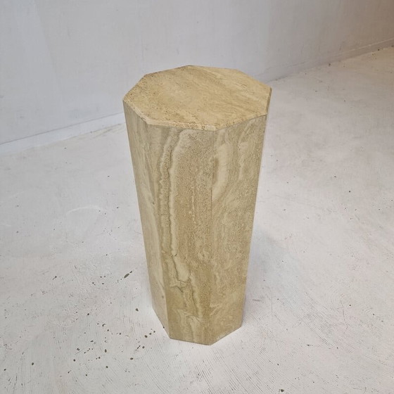 Image 1 of Italian vintage travertine pedestal, 1980s