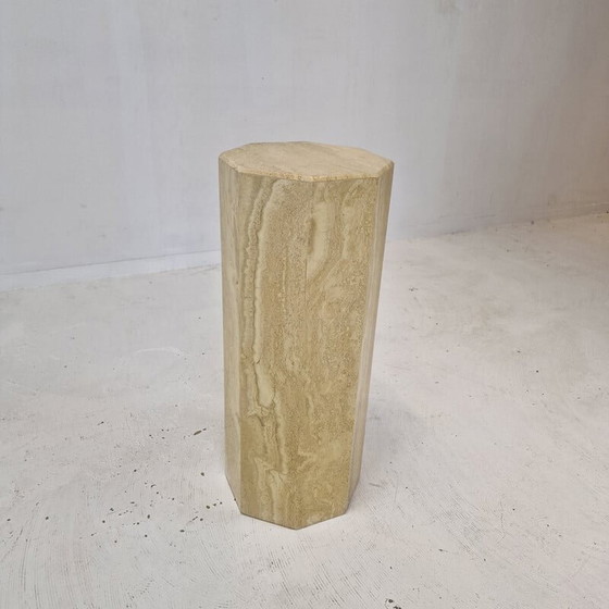 Image 1 of Italian vintage travertine pedestal, 1980s