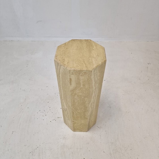 Image 1 of Italian vintage travertine pedestal, 1980s