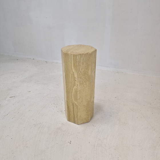 Image 1 of Italian vintage travertine pedestal, 1980s