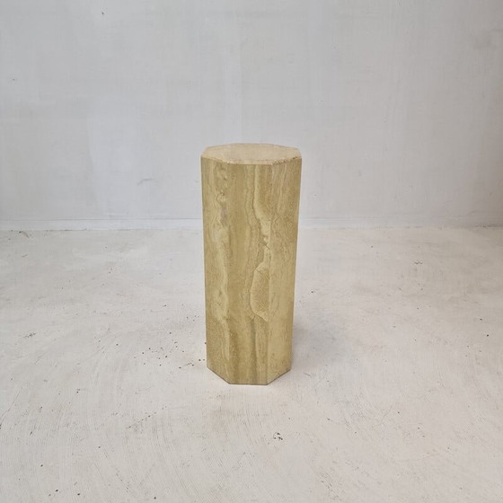 Image 1 of Italian vintage travertine pedestal, 1980s