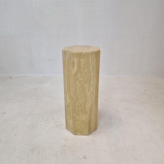 Image 1 of Italian vintage travertine pedestal, 1980s