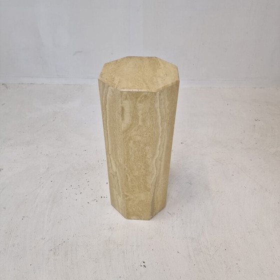 Image 1 of Italian vintage travertine pedestal, 1980s