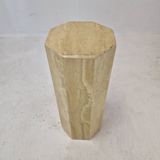 Image 1 of Italian vintage travertine pedestal, 1980s