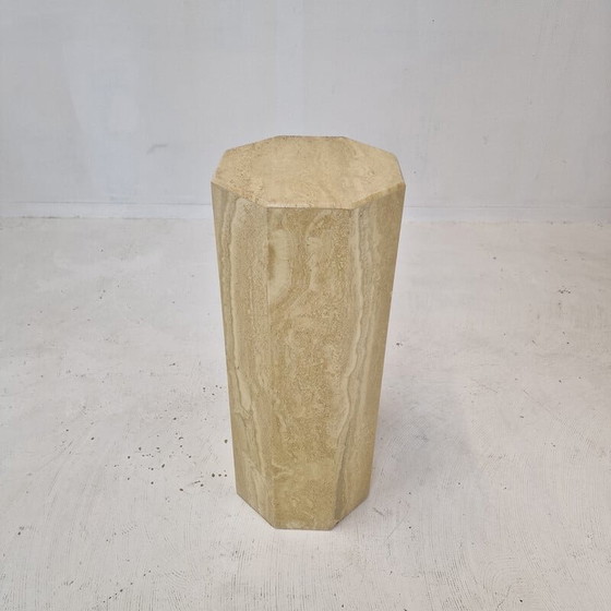 Image 1 of Italian vintage travertine pedestal, 1980s