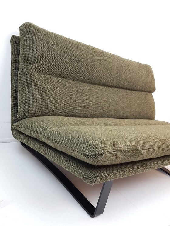 Image 1 of Vintage Artifort Kho Liang Le Two-Seater Bench Green Wool