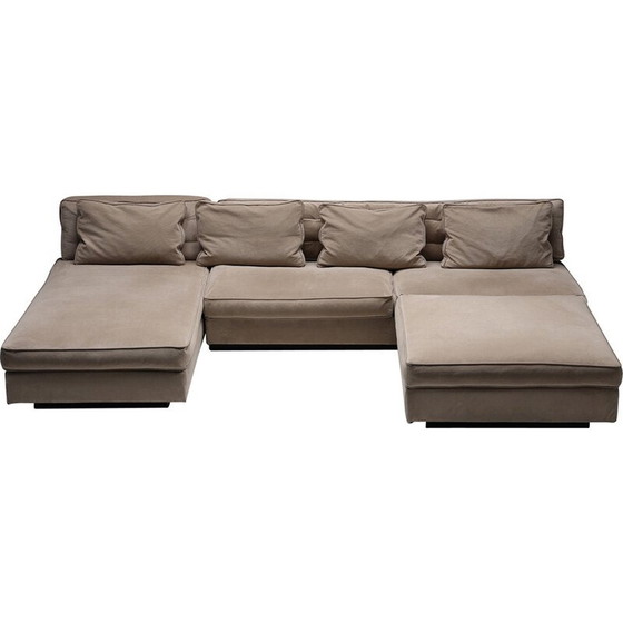 Image 1 of Vintage nude velvet sofa by Antonello Mosca for Giorgetti, 1970s