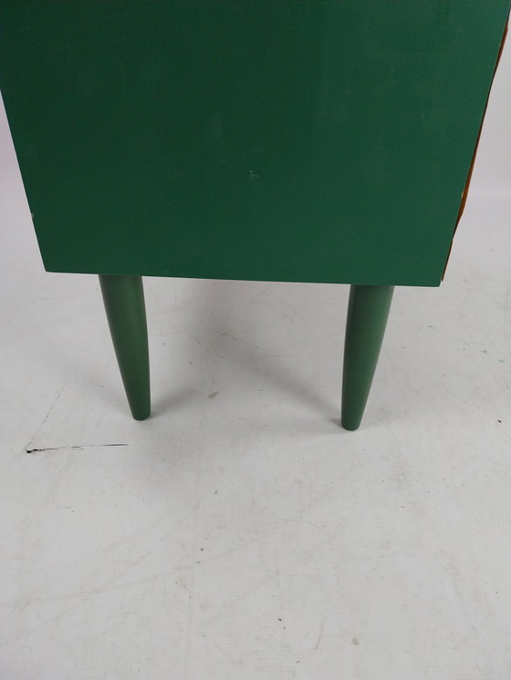 Image 1 of Midcenturymodern swedish chest of drawers.  In green. 