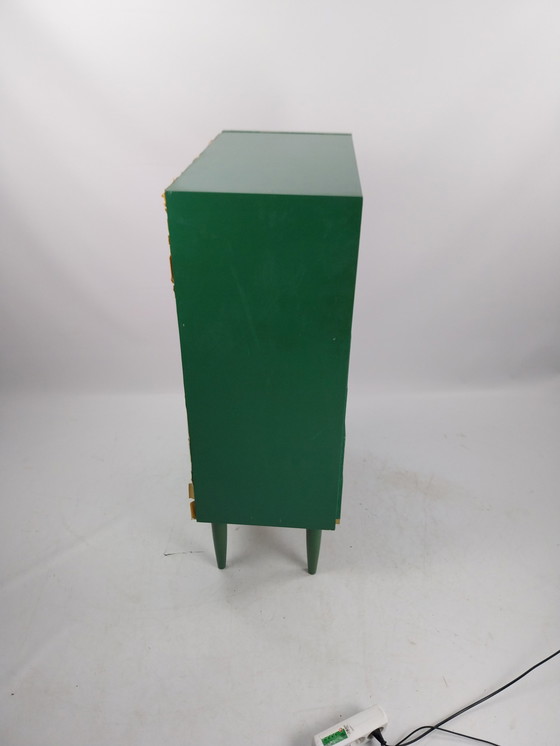 Image 1 of Midcenturymodern swedish chest of drawers.  In green. 