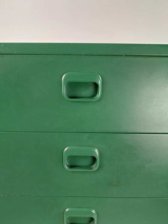 Image 1 of Midcenturymodern swedish chest of drawers.  In green. 