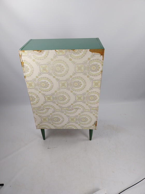 Image 1 of Midcenturymodern swedish chest of drawers.  In green. 