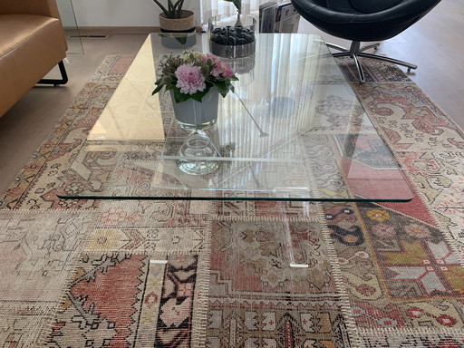 Glass table with plexi base