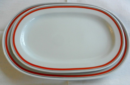 Deux Plats En Porcelaine D'Auteuil, Création Jacques Lobjoy, Modèle Bistrot