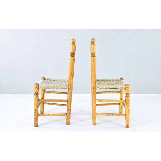 Image 1 of Pair of vintage low chairs in wood and rope