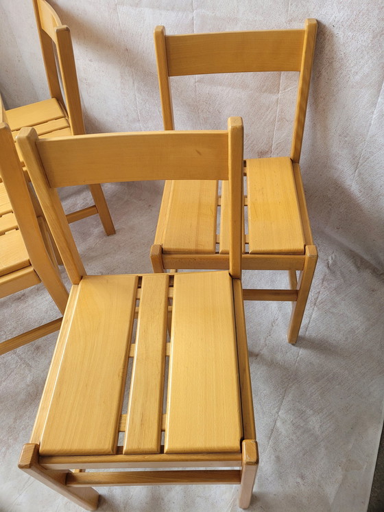 Image 1 of 4x Vintage Beech Chairs