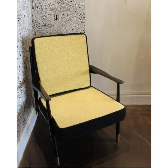 Image 1 of Vintage yellow and black armchair - 1960s