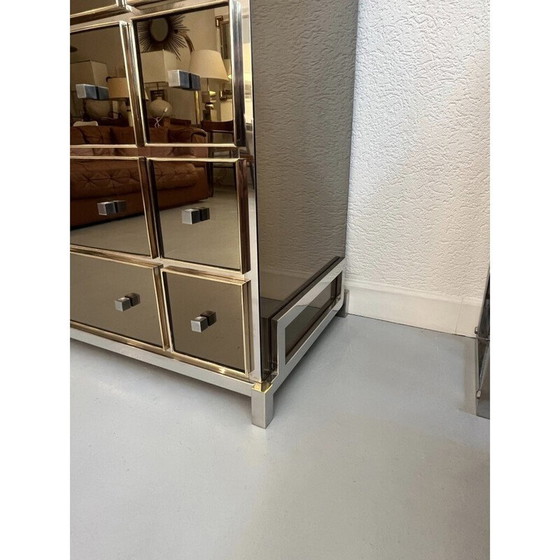 Image 1 of Vintage chrome and brass chest of drawers by Michel Pignères, France 1970