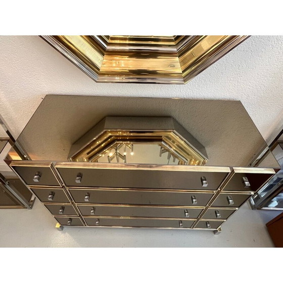 Image 1 of Vintage chrome and brass chest of drawers by Michel Pignères, France 1970