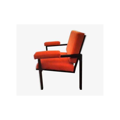 Vintage modernist armchair in coral velvet, 1960