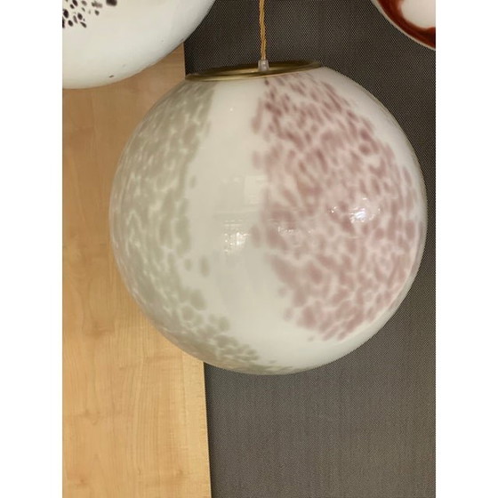 Image 1 of Lampada a sospensione a sfera con murrine multicolori contemporanee degli anni '90 in vetro di Murano